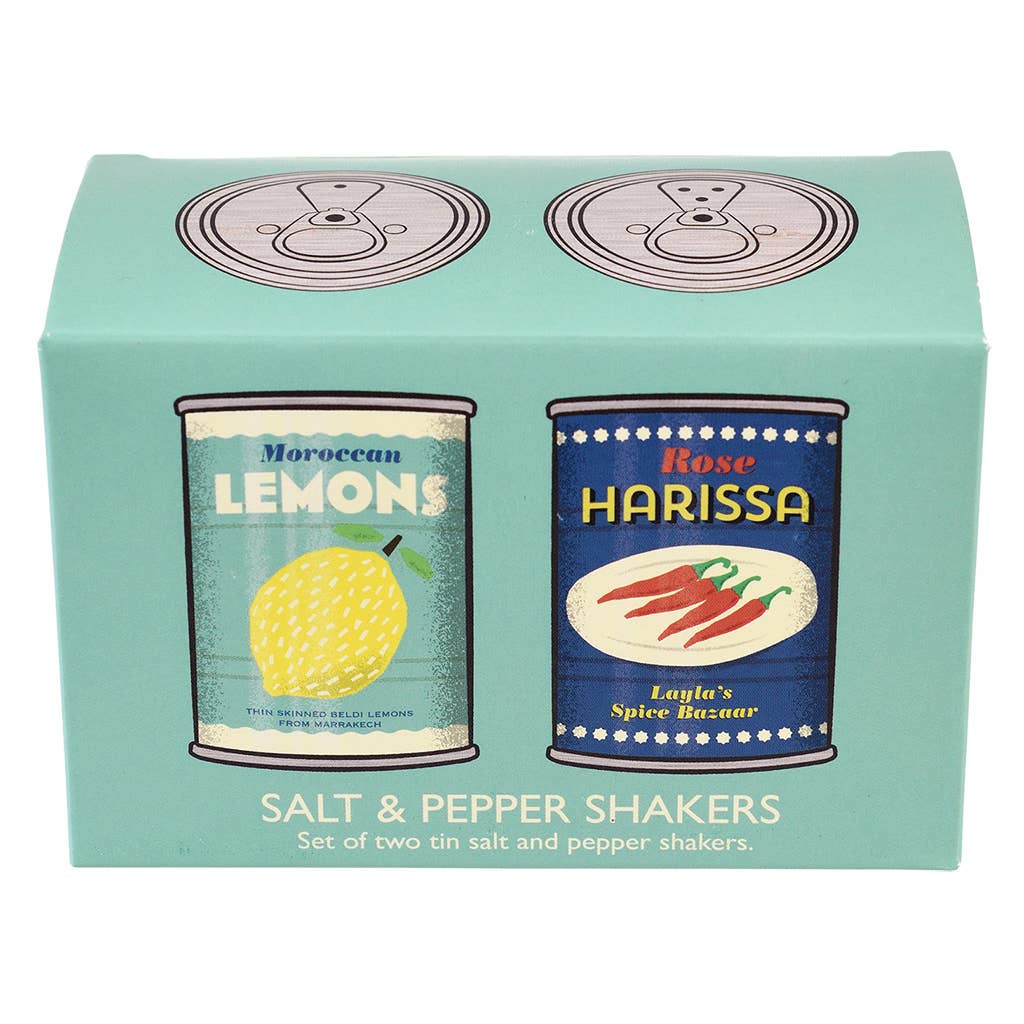 Salière et poivrière en étain - Citrons et harissa