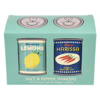 Salière et poivrière en étain - Citrons et harissa