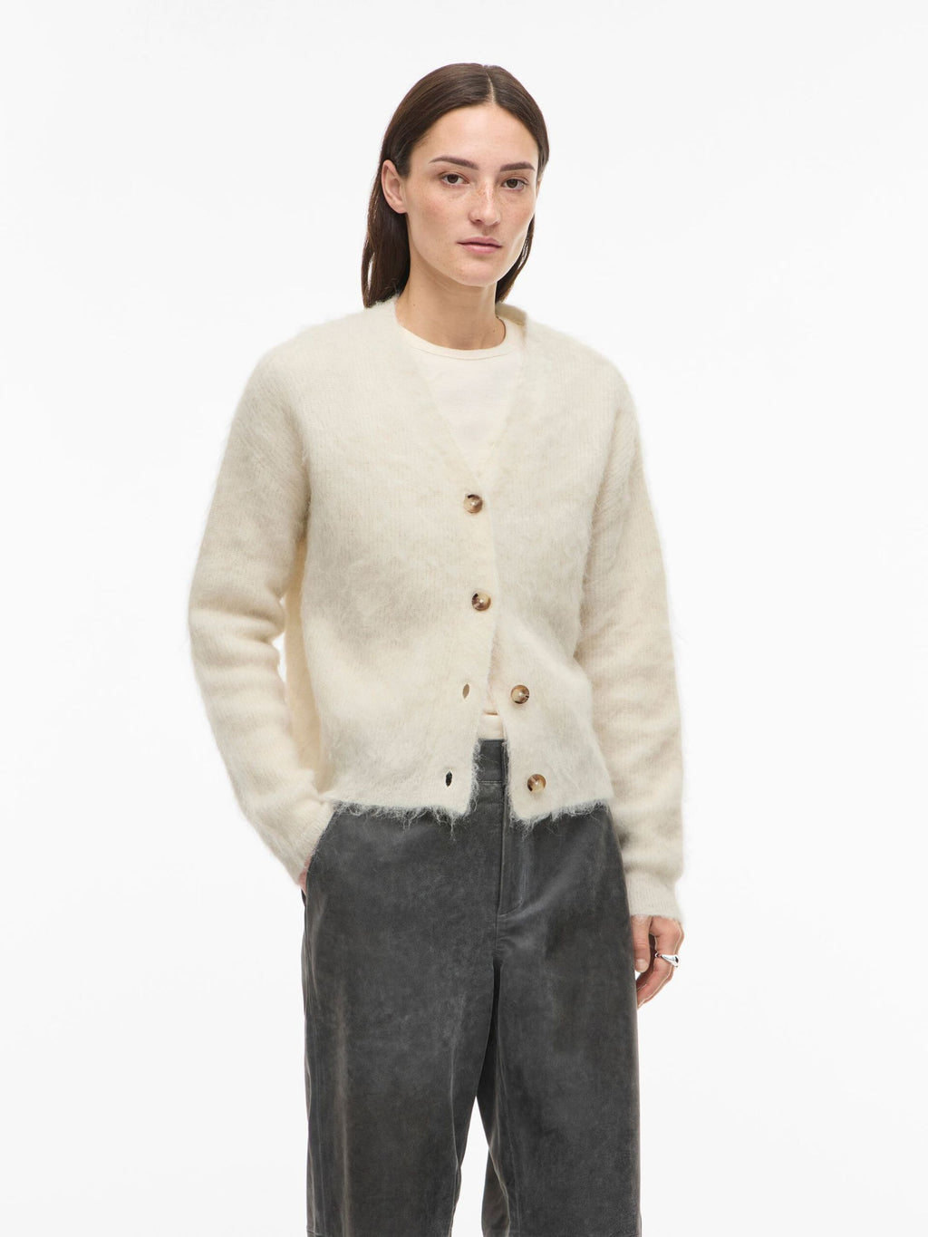 ROUROSE L/S V-NECK CARDIGAN