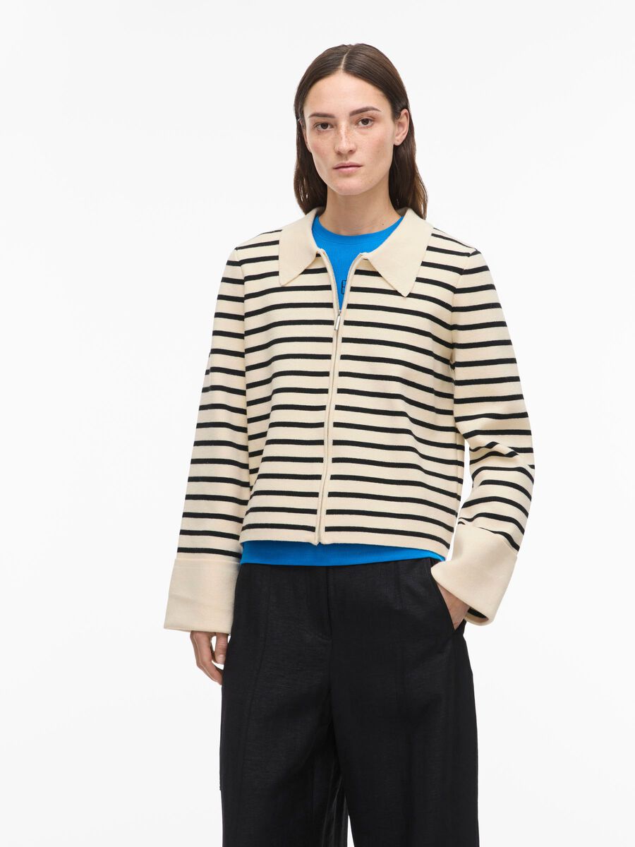 ROULUCILLE STRIPE ZIP L/S CARDIGAN