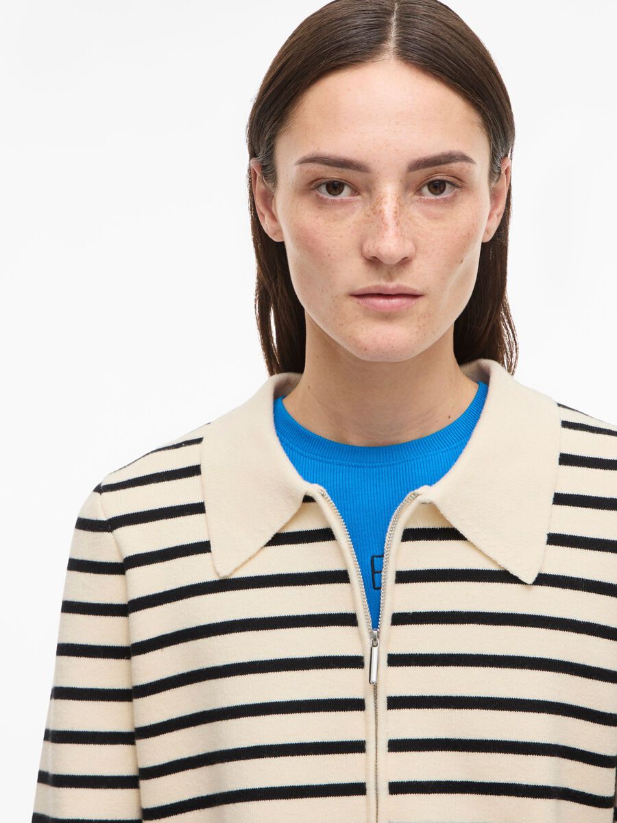 ROULUCILLE STRIPE ZIP L/S CARDIGAN
