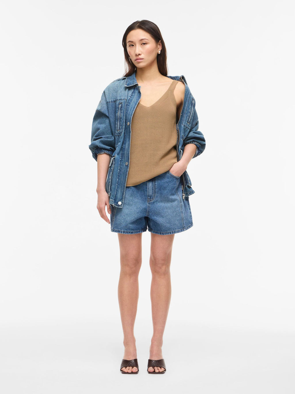 ROUVIVIENNE S/L V-NECK KNIT TOP