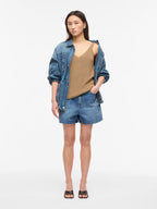 ROUVIVIENNE S/L V-NECK KNIT TOP