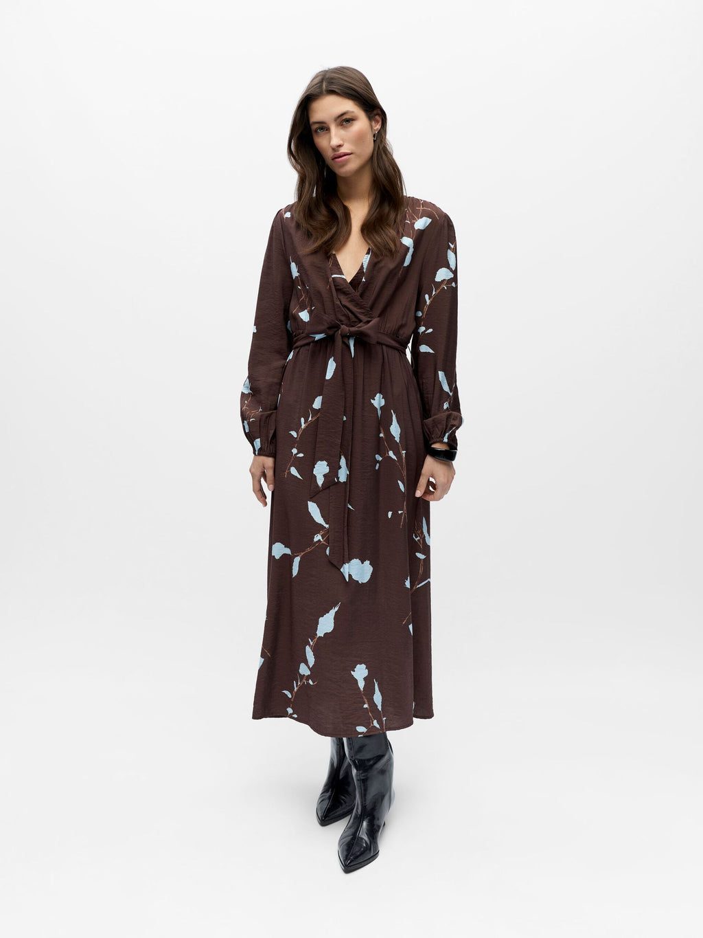 OBJBRIE L/S RE V-NECK MIDI DRESS 143