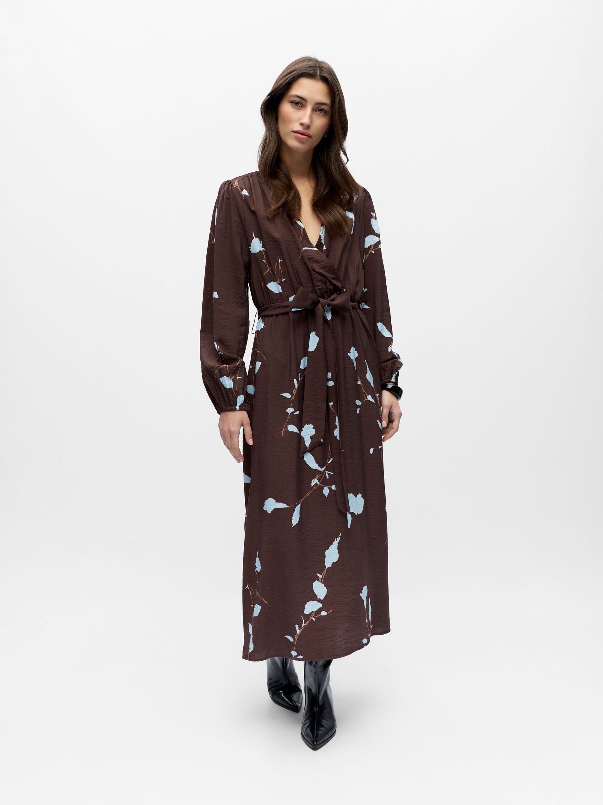 OBJBRIE L/S RE V-NECK MIDI DRESS 143