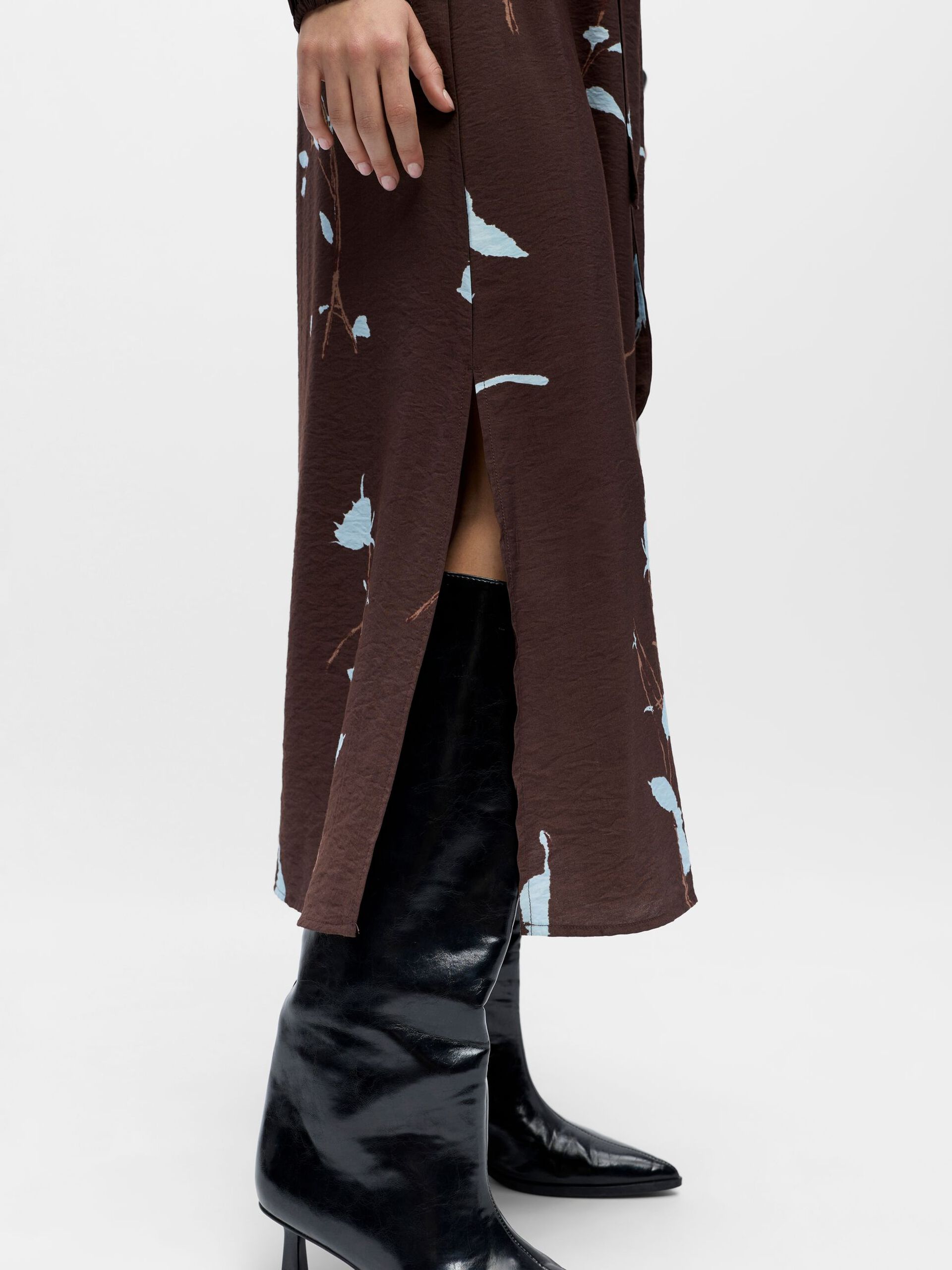 OBJBRIE L/S RE V-NECK MIDI DRESS 143