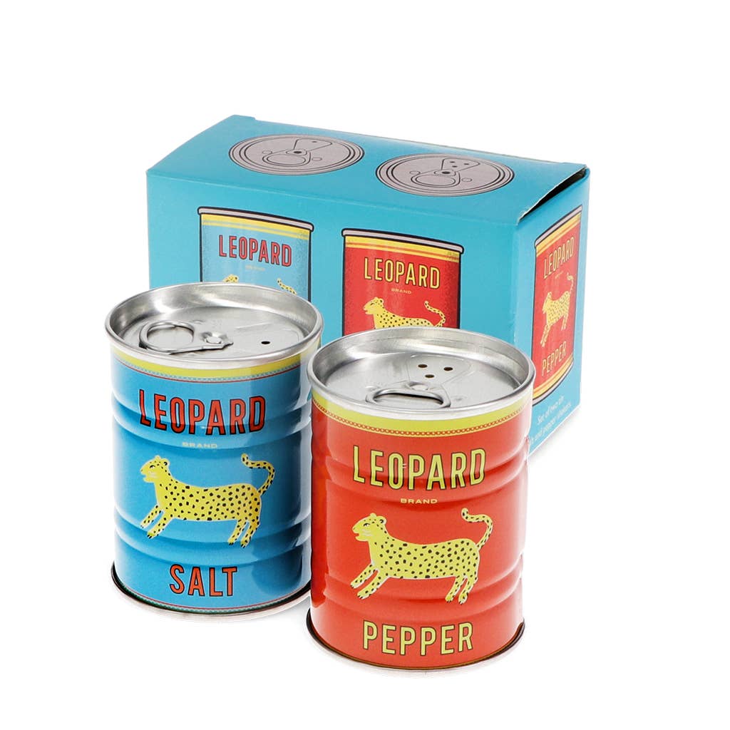 Salière et poivrière en étain - Léopard