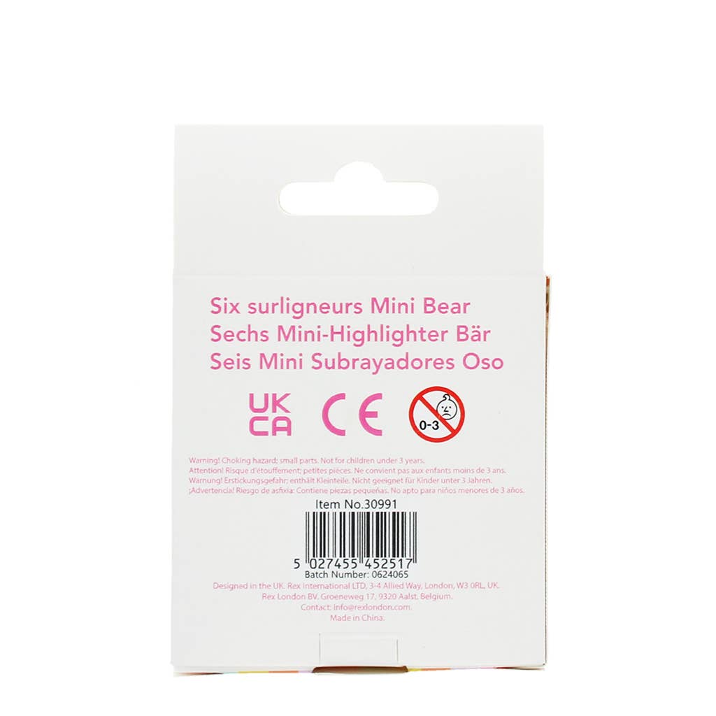Mini surligneurs (lot de 6) - Ours
