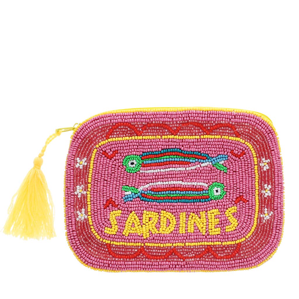 Trousse de maquillage perlée faite à la main - Sardines