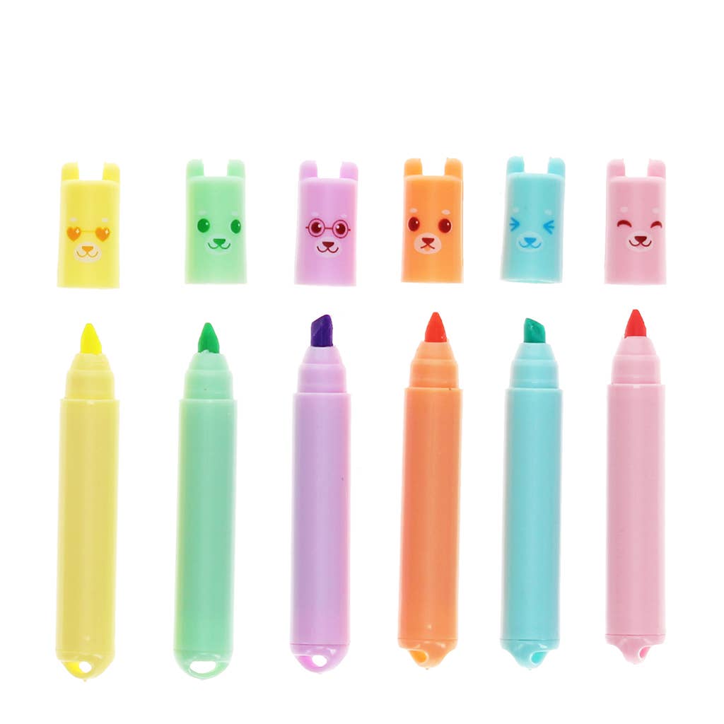 Mini surligneurs (lot de 6) - Ours