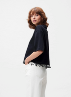 BEADED FRINGED TSHIRT