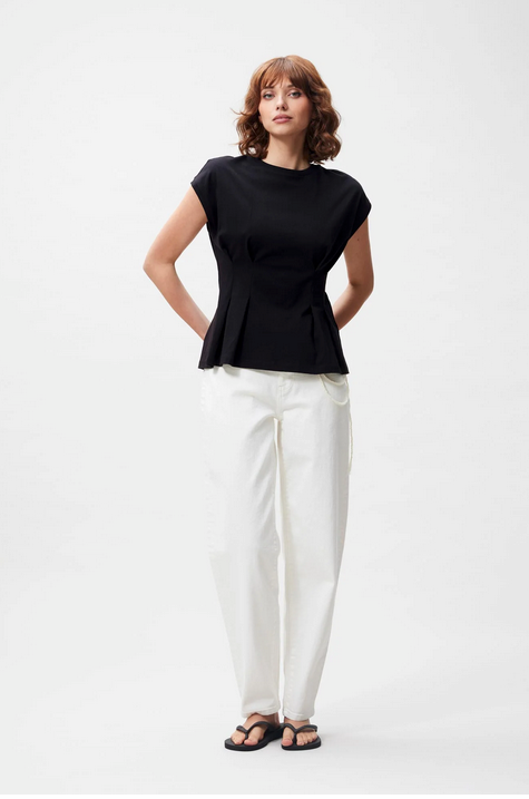TSHIRT WITH WAIST PLEATS