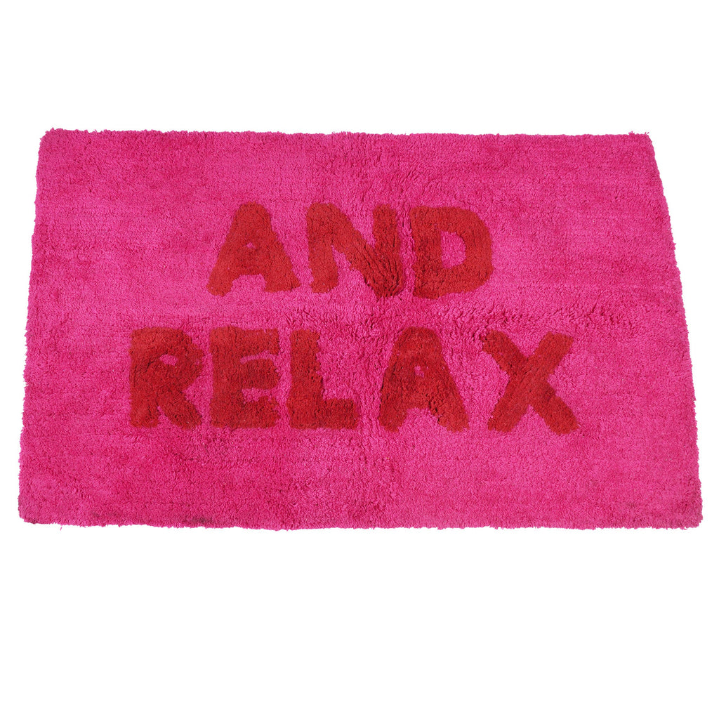 Tapis de bain en coton tufté - « AND RELAX » rose