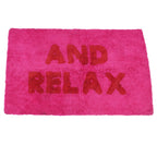 Tapis de bain en coton tufté - « AND RELAX » rose