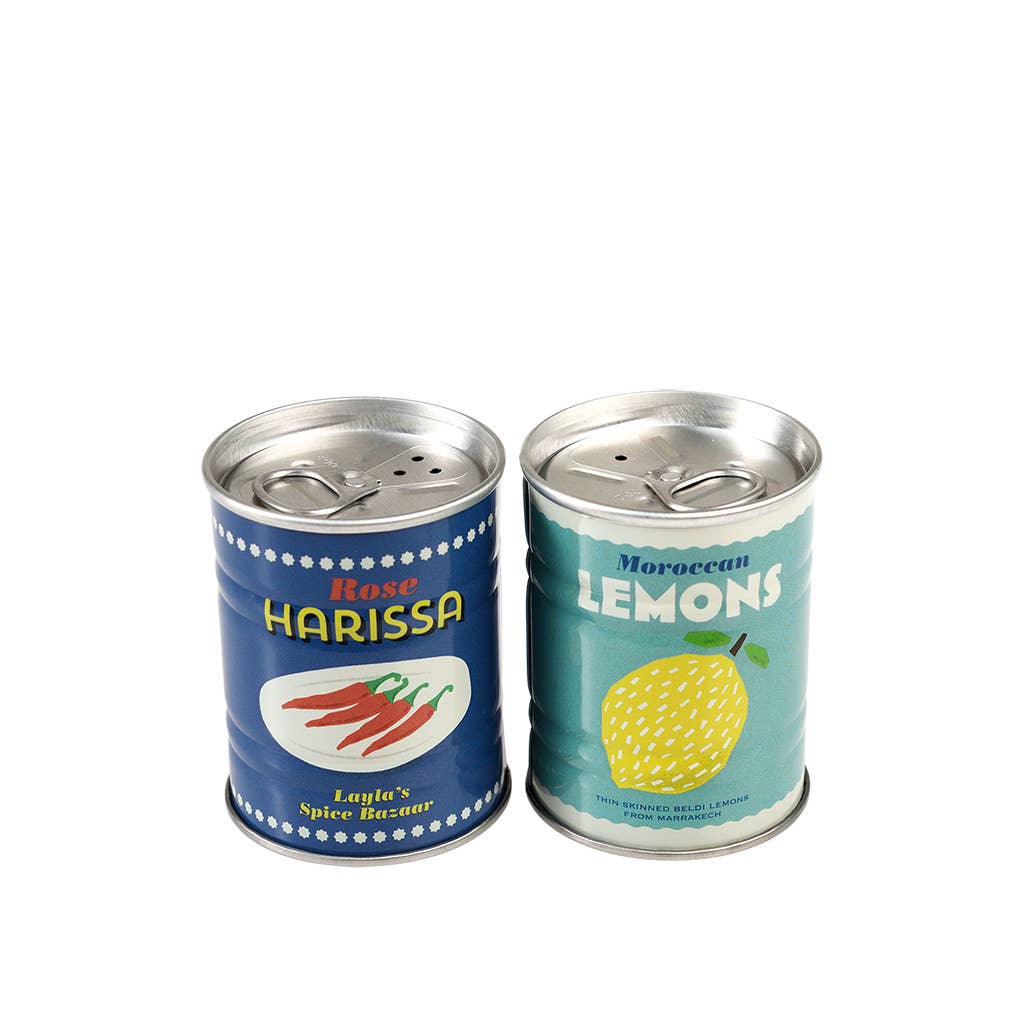Salière et poivrière en étain - Citrons et harissa