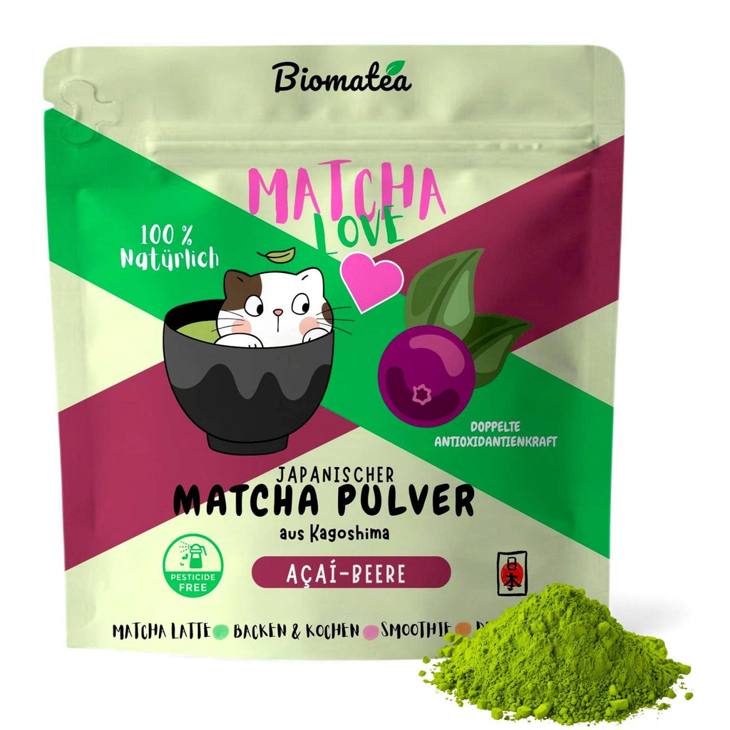 Matcha Love, 50 g de poudre de thé matcha japonais au goût de baie d'açaï