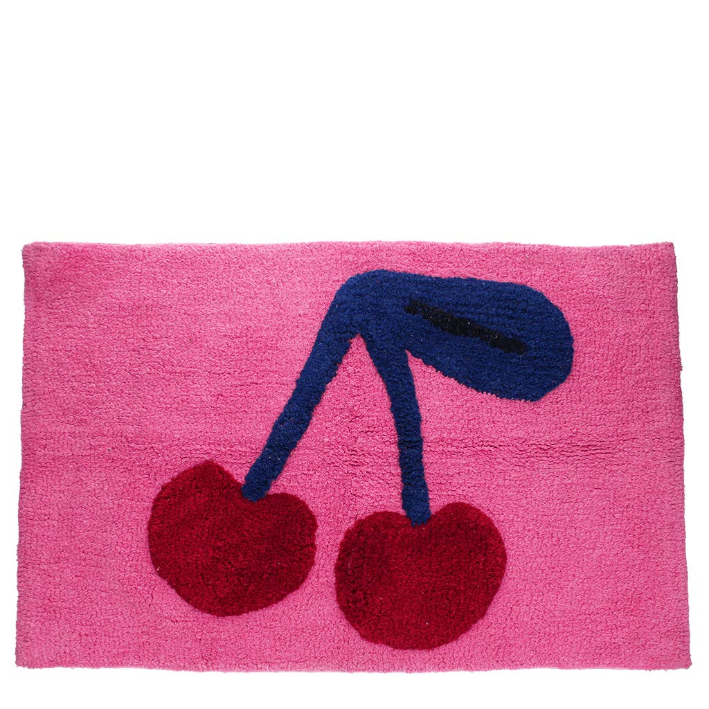 Tapis de bain en coton tufté - Cerise