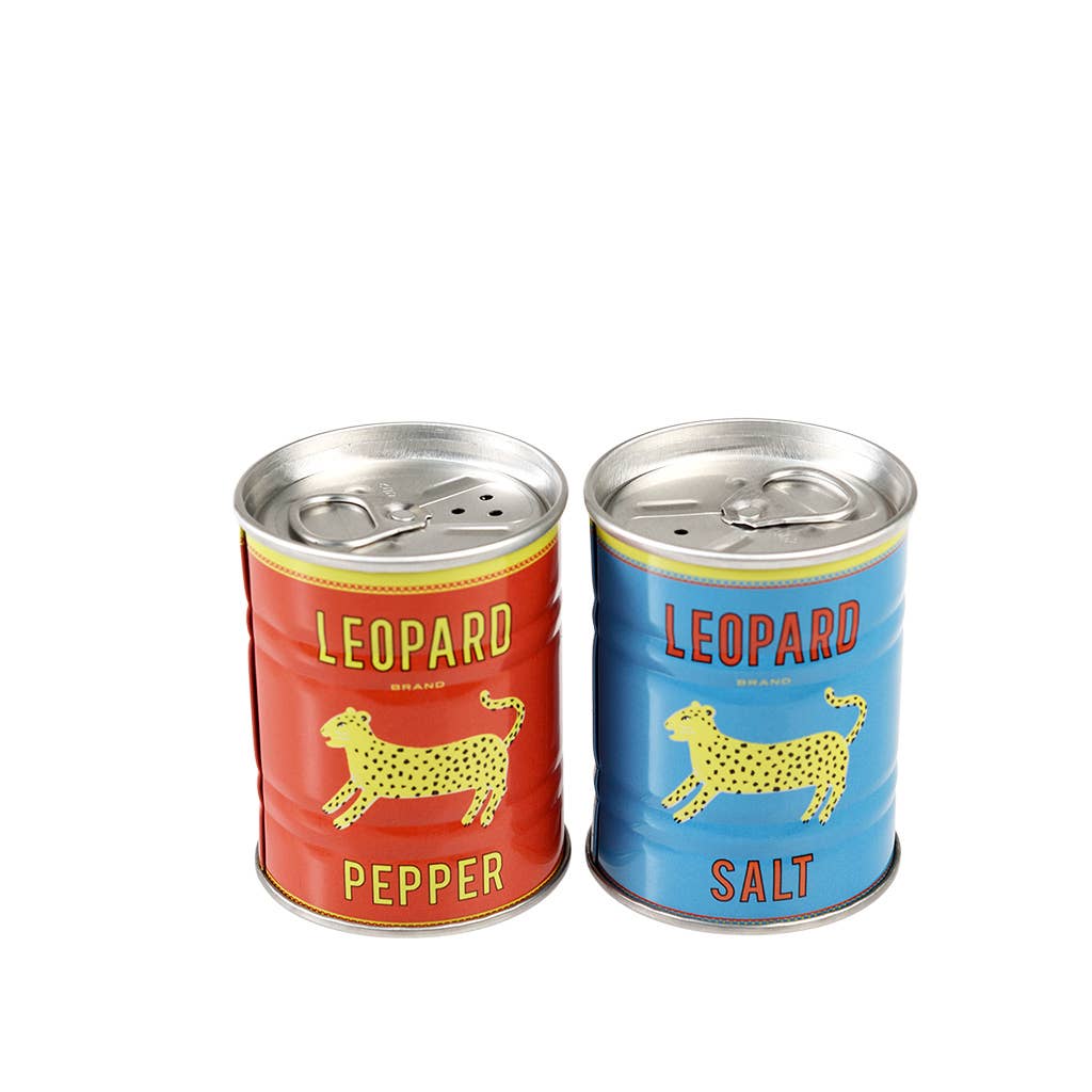 Salière et poivrière en étain - Léopard